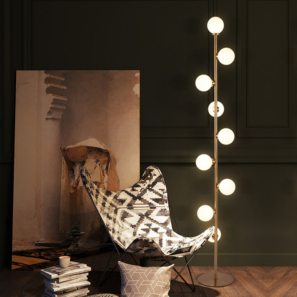 Valentina Lampadaire Globe Moderne, Métal/Verre, Or, Chambre à Coucher