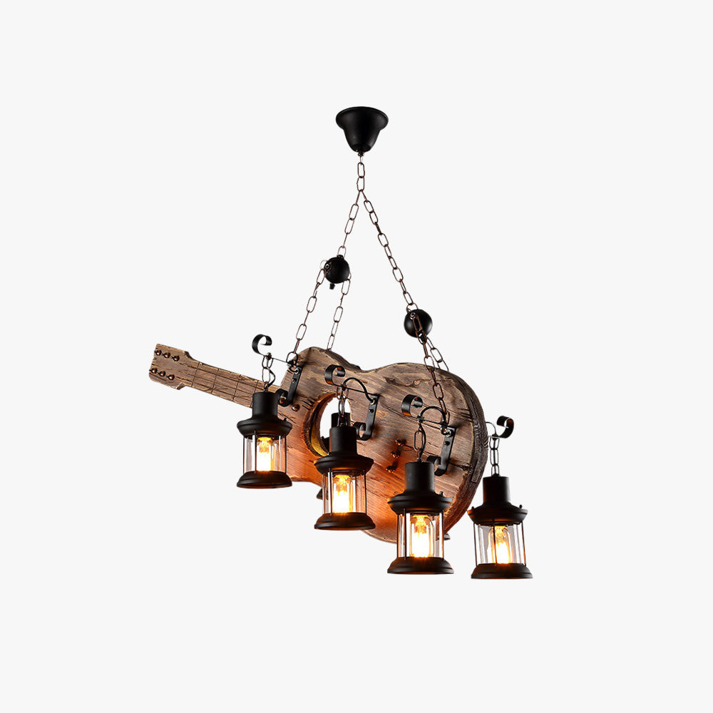 Epoch Suspension Guitare Industrielle, Metal/Bois, Noir/Bois, Chambre - Neutralighting