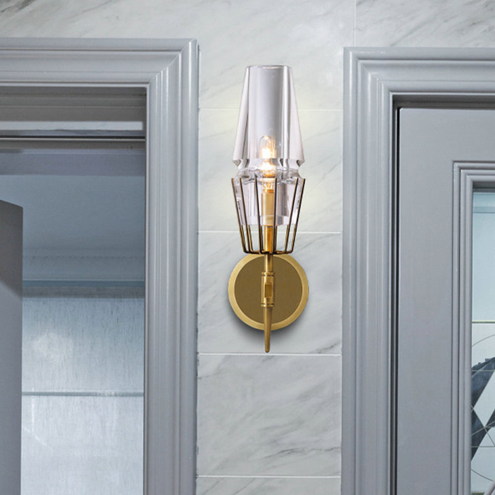 Arisha Design Italien LED Applique Murale Linéaire Vintage Métal/Verre Or Salon/Chambre - Neutralighting