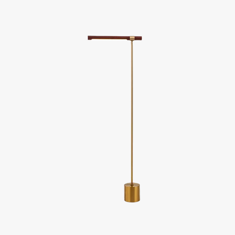 Ray Lampadaire Linéaire Moderne, Métal/Bois, Doré, Salon