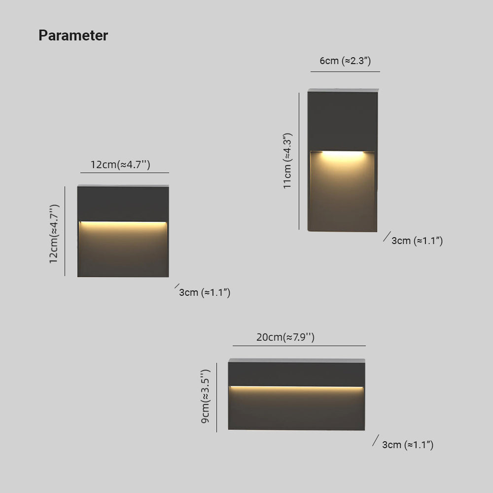 Ray Éclairage d'Escalier Extérieur Rectangulaire Moderne, Métal/Acrylique, Noir, Jardin - Neutralighting