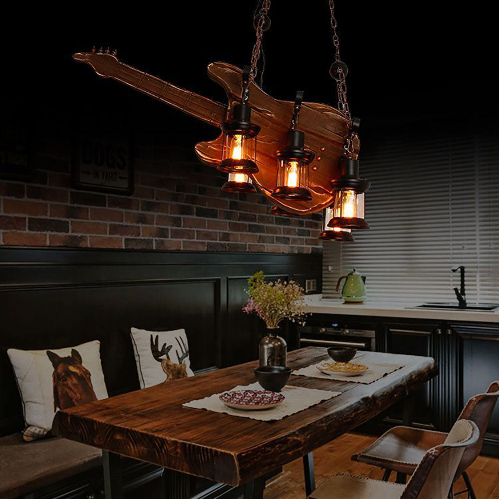 Epoch Suspension Guitare Vintage, Metal/Bois, Marron, Chambre - Neutralighting
