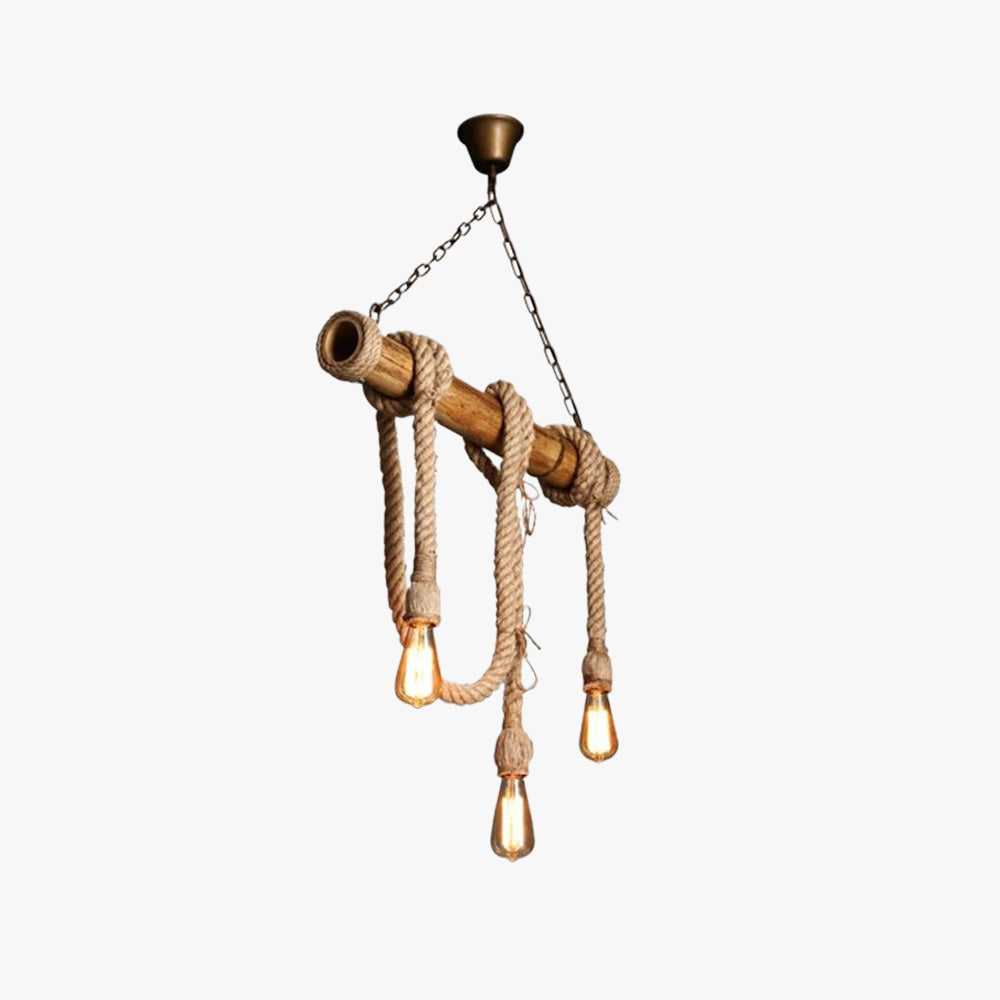 Silva Luminaires Suspensions Vintage LED Bambou/Métal Marron Salon/Chambre à Coucher - Neutralighting