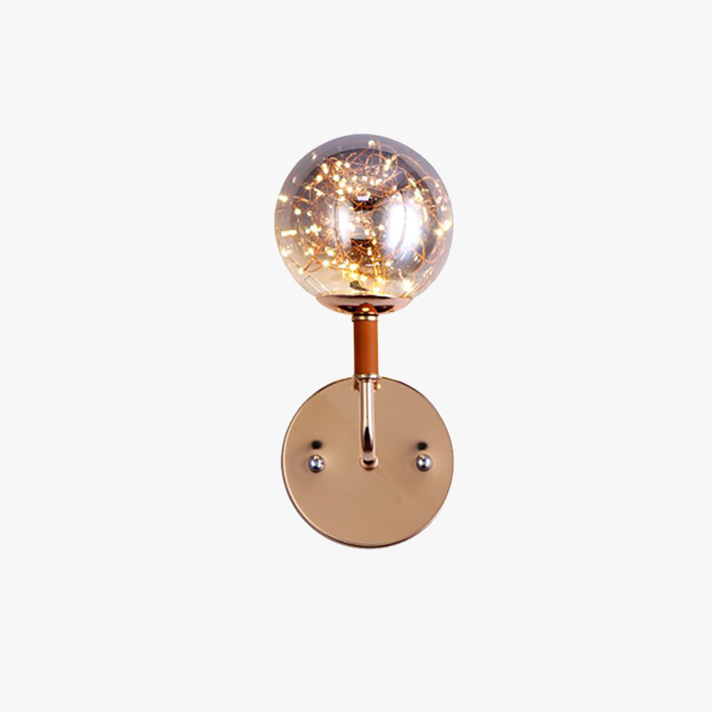 Valentina Applique Murale Bulle Ronde Moderne LED Métal Verre Noir/Or Salon/Chambre à Coucher - Neutralighting