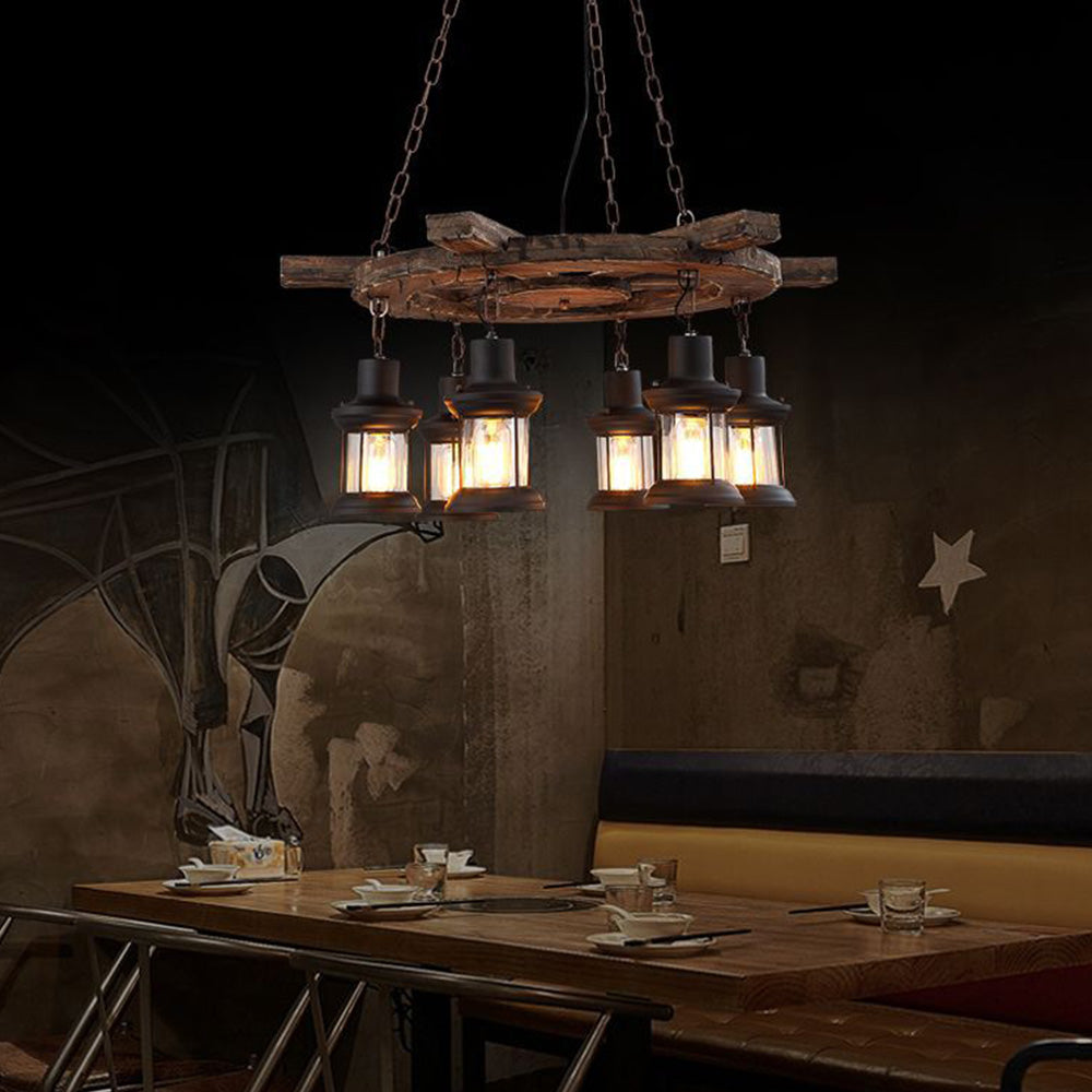 Epoch Suspension Rudder Vintage, Metal/Bois, Noir/Marron, Chambre - Neutralighting