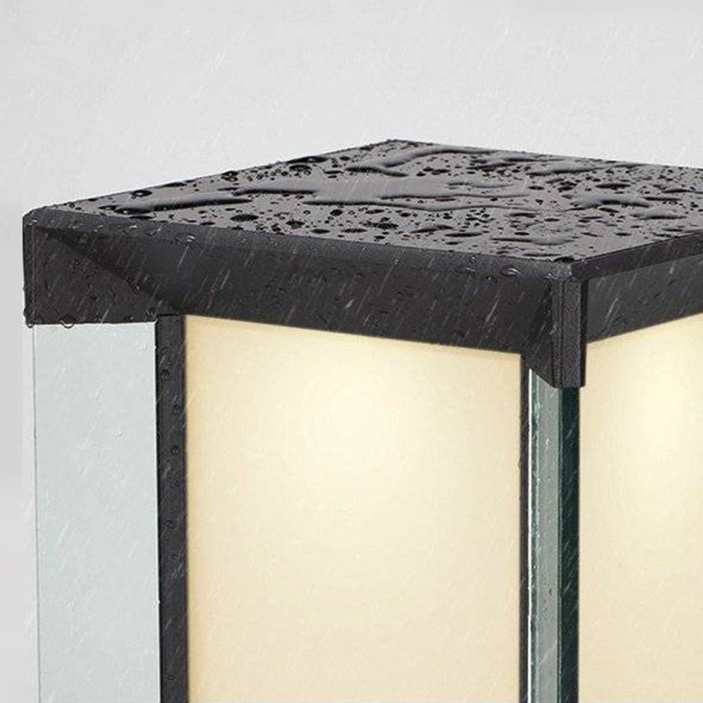 Ray Borne Extérieure Rectangulaire Moderne, Métal/Verre, Blanc/Noir, Cour
