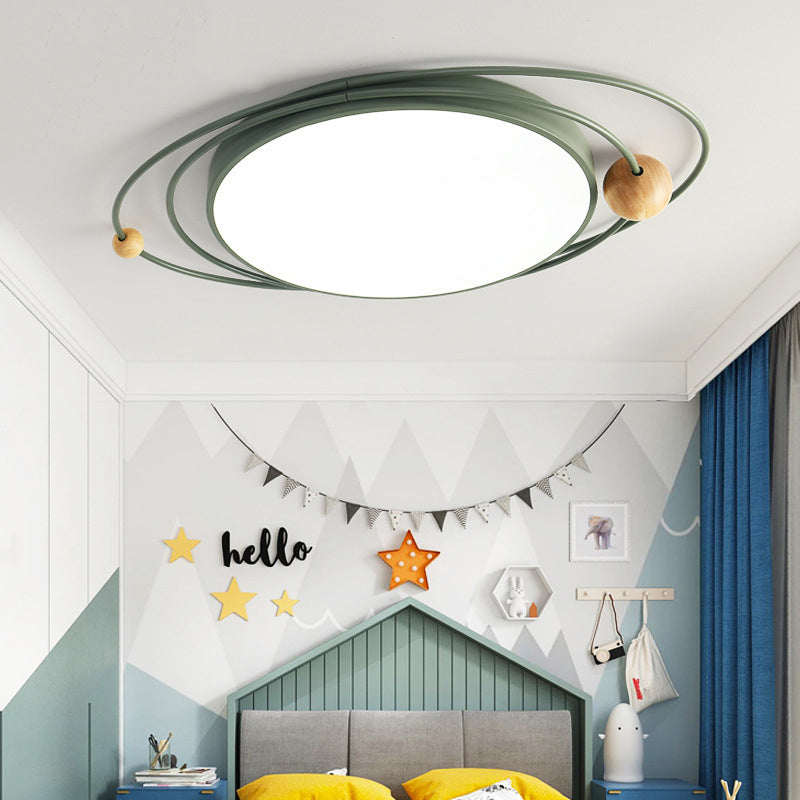 Arisha Plafonnier Rond Moderne, Metal/Bois, Blanc/Noir/Gris/Vert/Bleu, Salon - Neutralighting