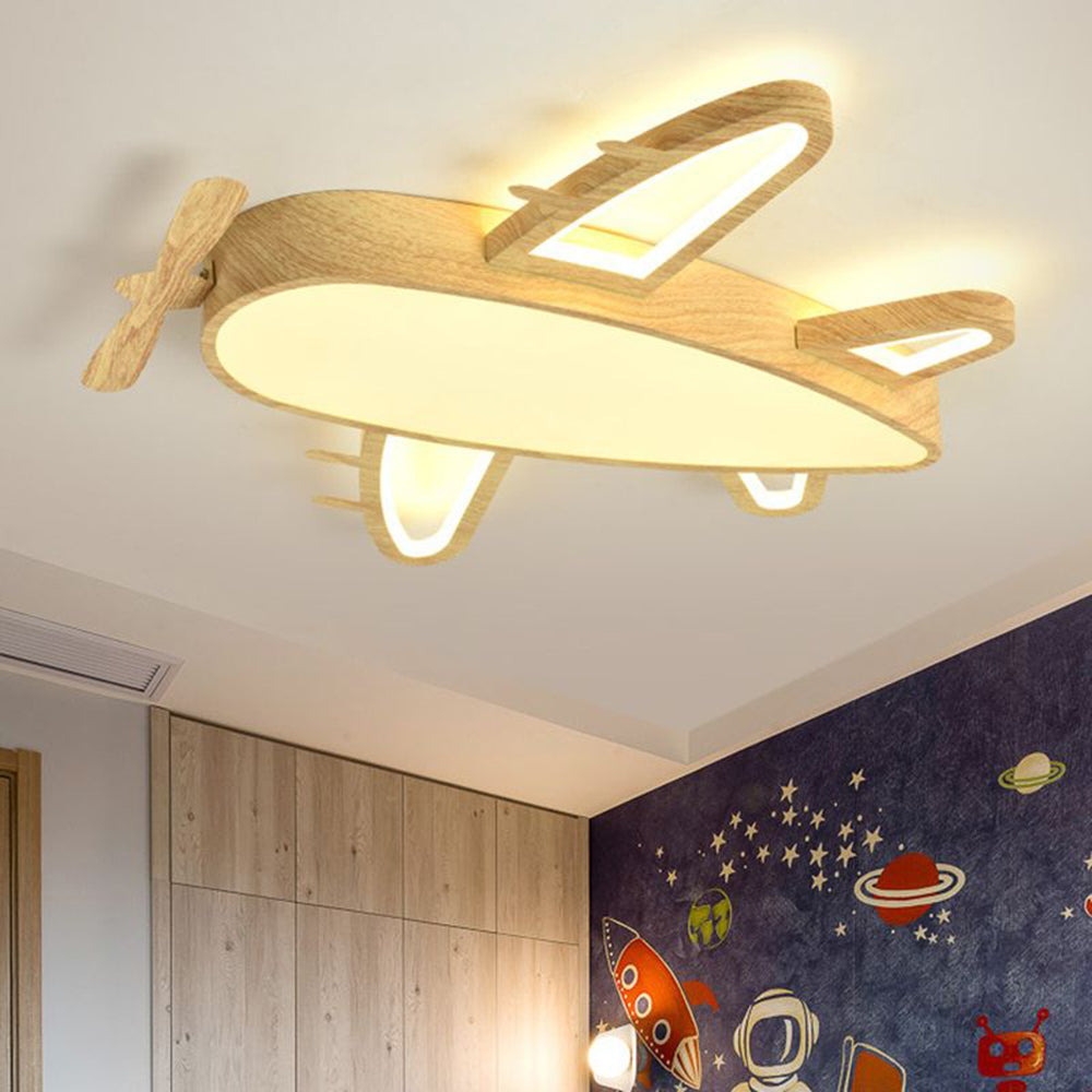 Aria Design LED Plafonnier Avion Moderne Bois/Acrylique Bois/Beige Salon - Neutralighting