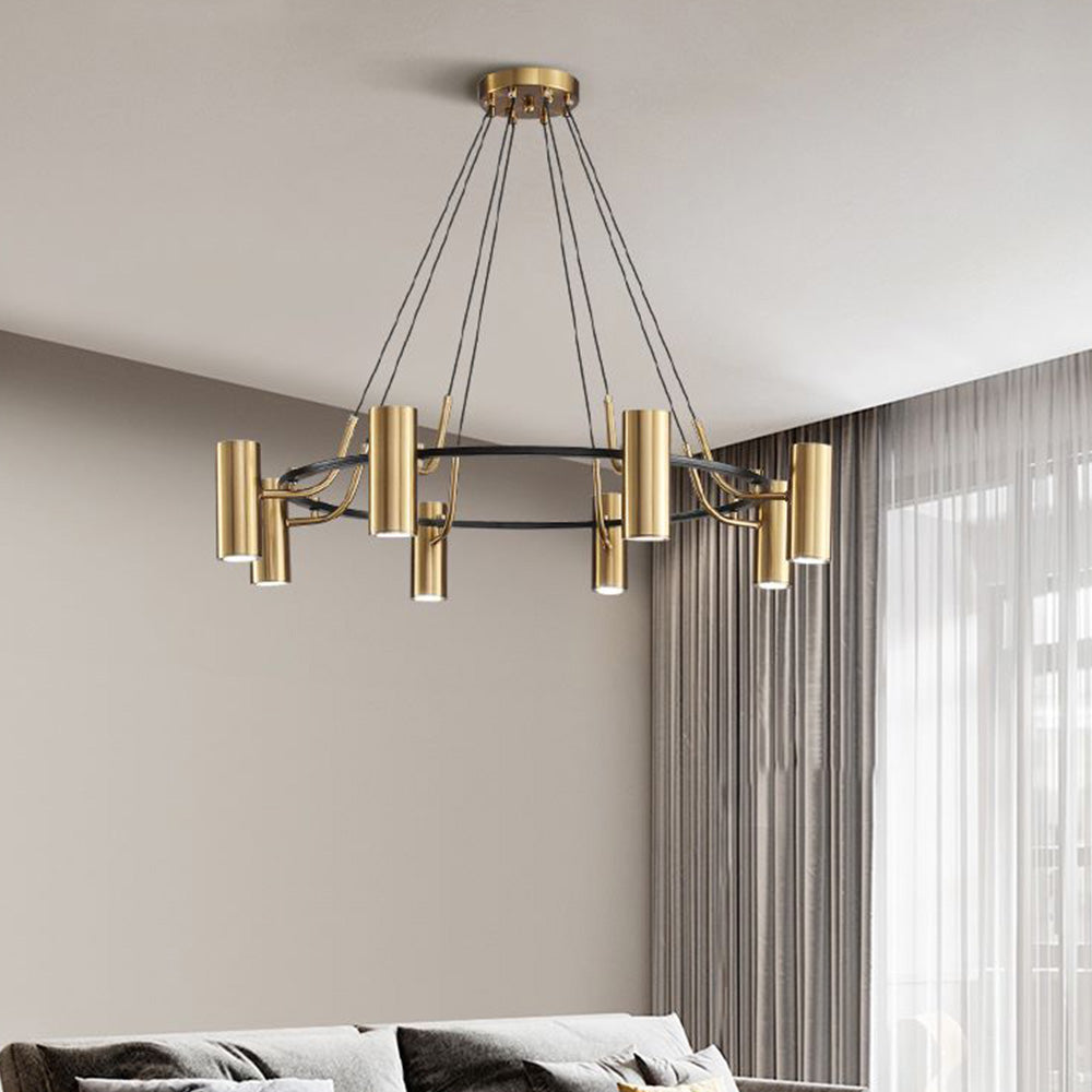Arisha Moderne Anneau LED Suspension Doré Métal Salon Chambre à Coucher - Neutralighting