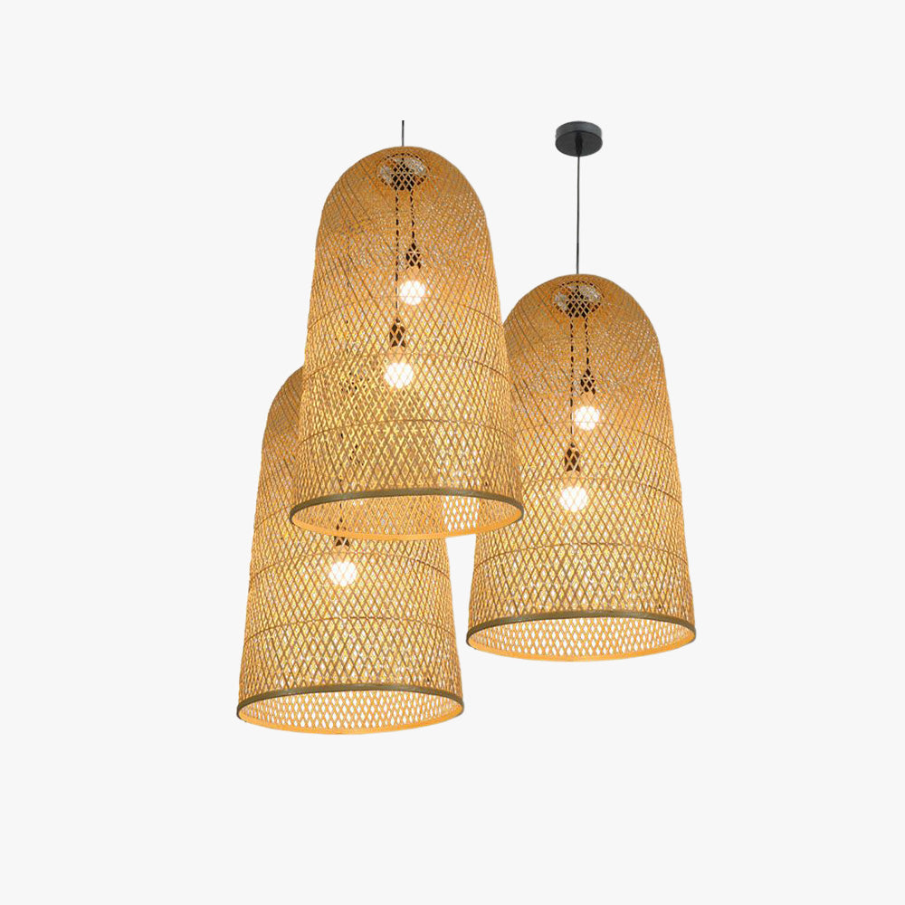 Ritta Design Italien Luminaires Suspensions Dôme Vintage Bamboo Bois Chambre à Coucher - Neutralighting