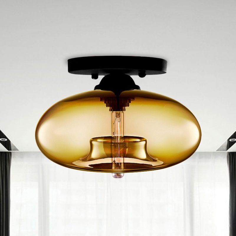 Arisha Oval Industriel LED Plafonnier Rouge/Marron/Ambre/Bleu Métal/Verre Salon - Neutralighting