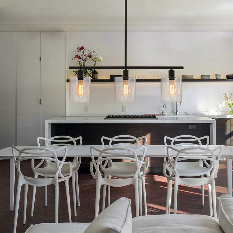 Arisha Minimaliste Industriel LED Lustre Noir Métal Cuisine Salon
