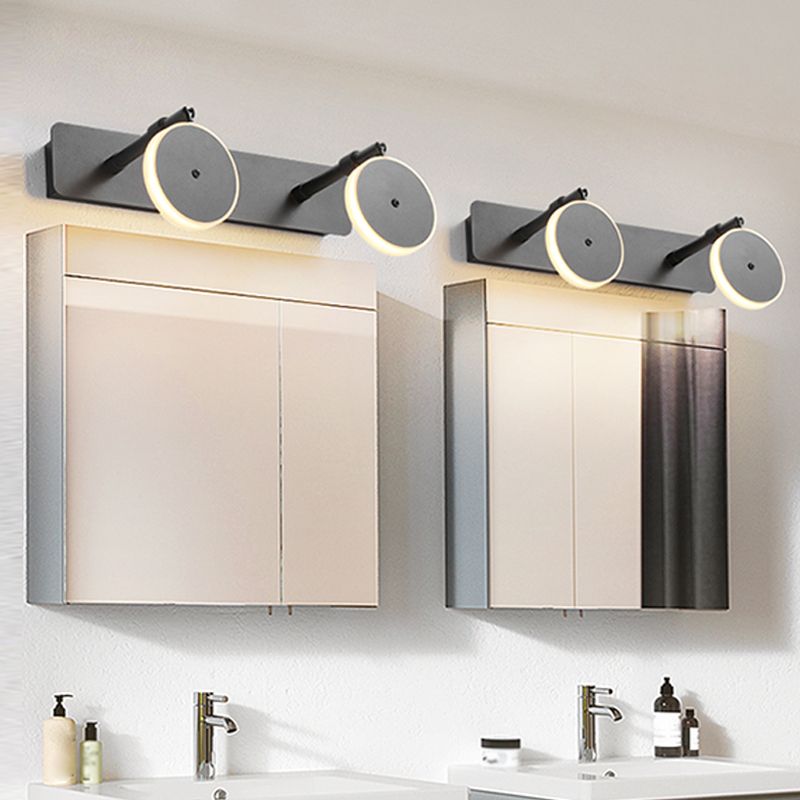 Arisha Applique Murale Miroir Ronde Moderne, Métal/Acrylique, Noir, Salle de Bain - Neutralighting