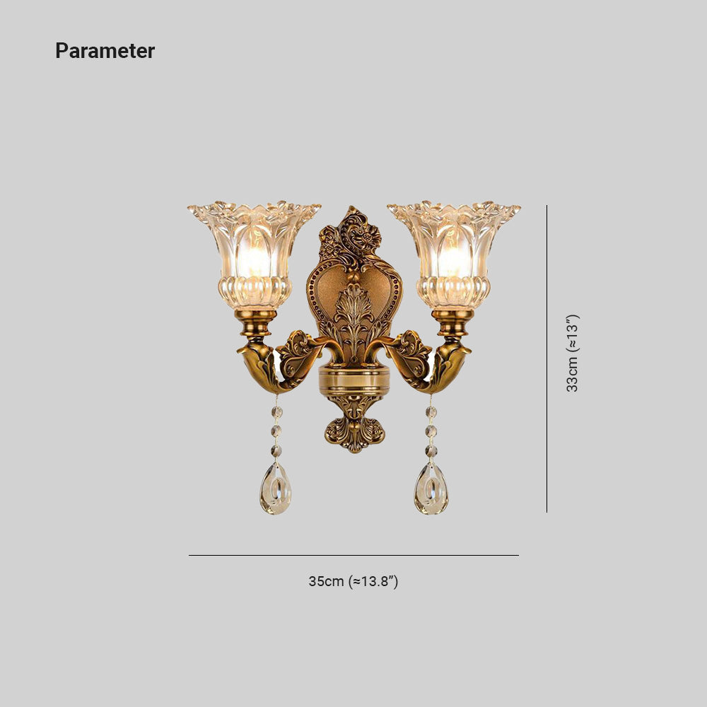 Ray Design Floral Applique Murale Fleur Vintage LED Métal/Verre Bronze Chambre - Neutralighting