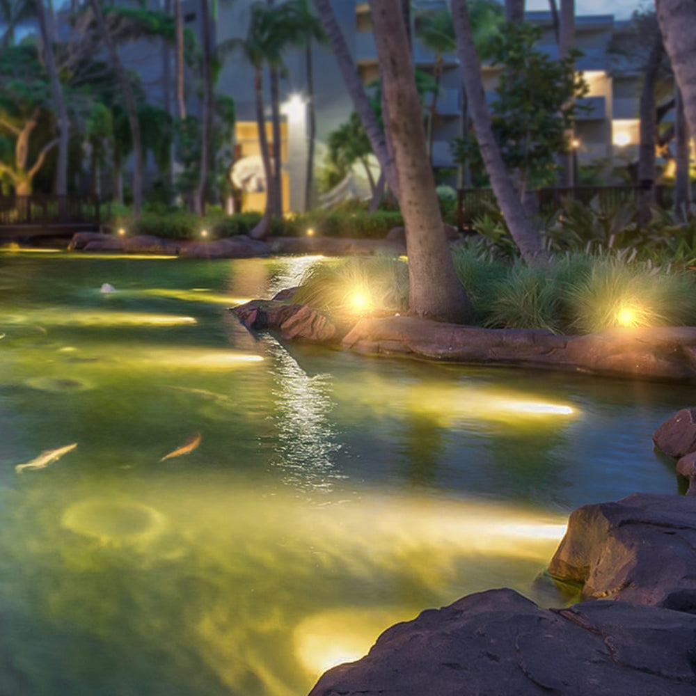 Ray Spot de Bassin Cylindre Moderne, Métal/Verre, Argent, Jardin - Neutralighting