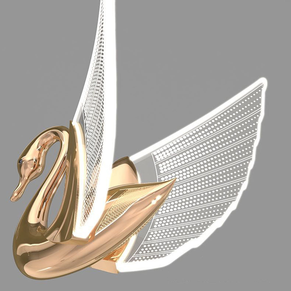 Arisha Applique Murale LED Design Cygne Art Deco Métal/Acrylique Or/Doré Rose Salon/Bureau - Neutralighting