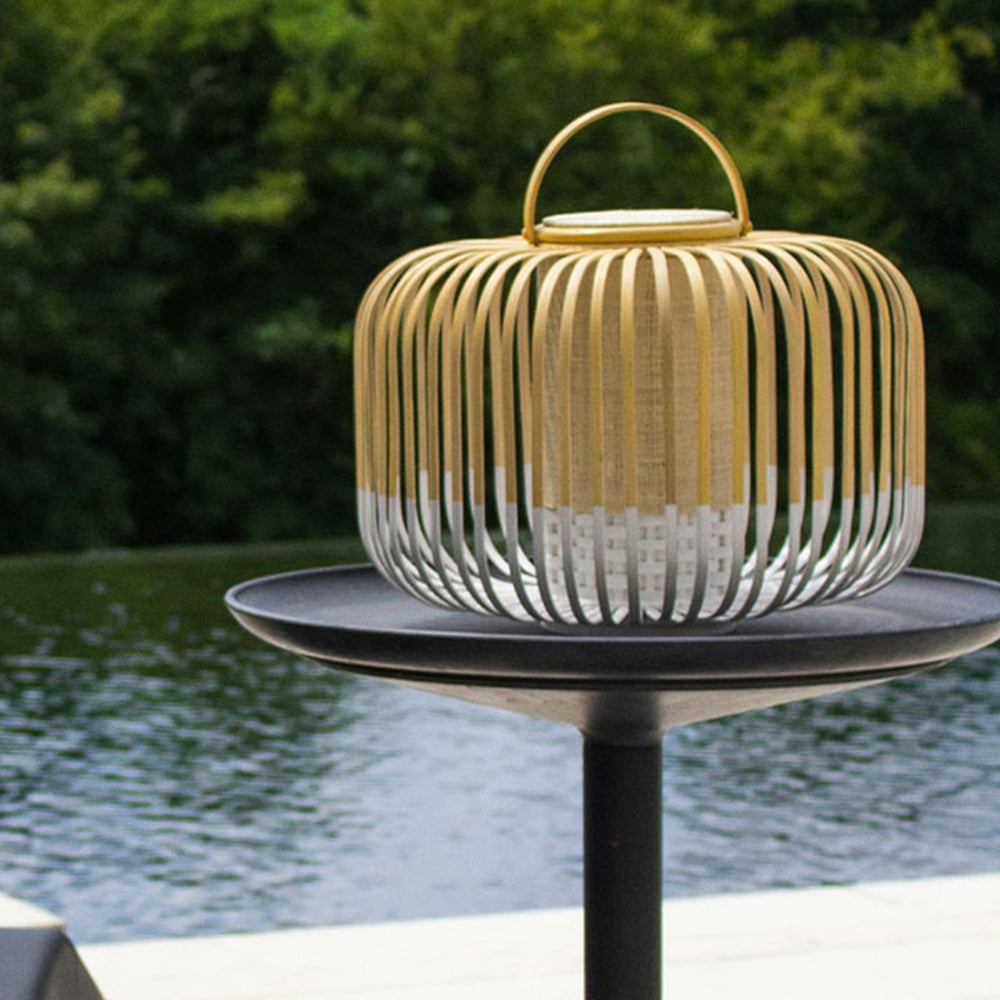 Ritta Vintage LED Lampadaire Noir/Blanc Bambou/Acrylique Extérieur - Neutralighting