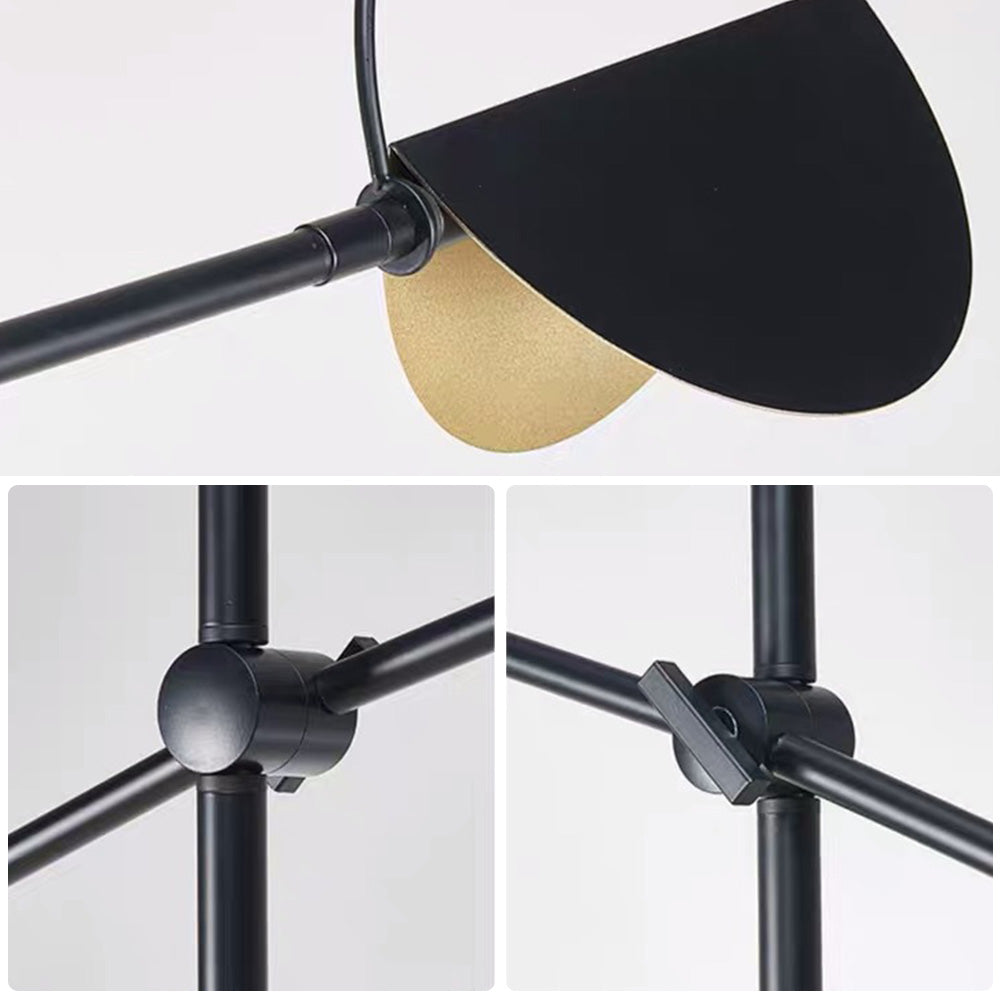 Mira Lampadaire Linéaire/Hémicycle Minimaliste Métal/Terrazzo Noir/Doré Salon
