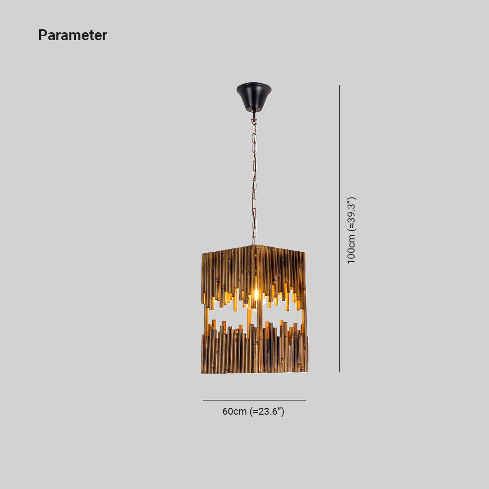 Epoch Suspension Rectangulaire Naturelle, Metal/Bois, Marron, Salon - Neutralighting
