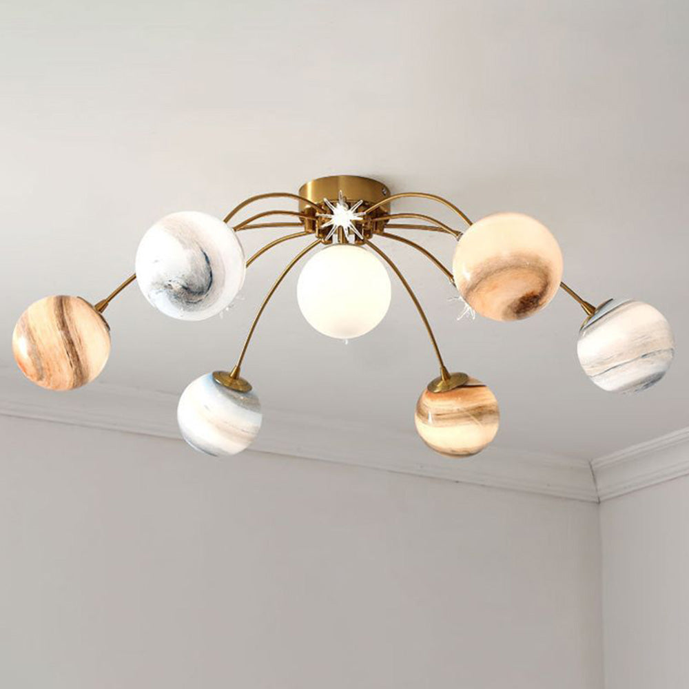 Aria Design Italien LED Plafonnier Planète Moderne Métal/Verre Coloré Salon - Neutralighting