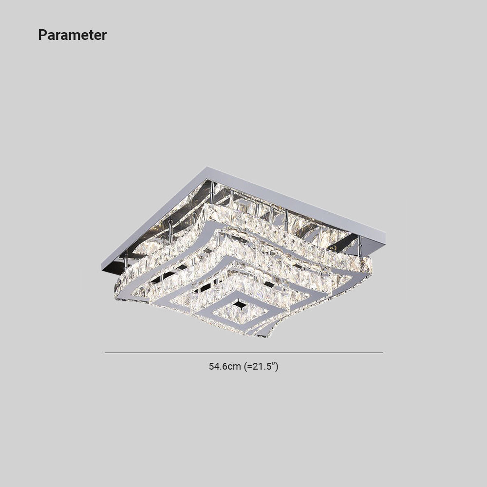 Kirsty Plafonnier Carré Blanc Moderne Métal/Verre Argent Grande Salon - Neutralighting