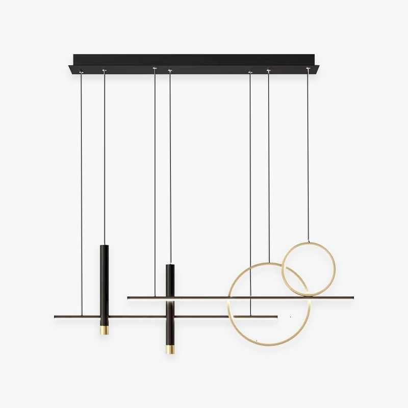 Arisha Suspension Linéaire Moderne, Métal/Acrylique/Gel de Silice, Noir/Doré,Salon - Neutralighting