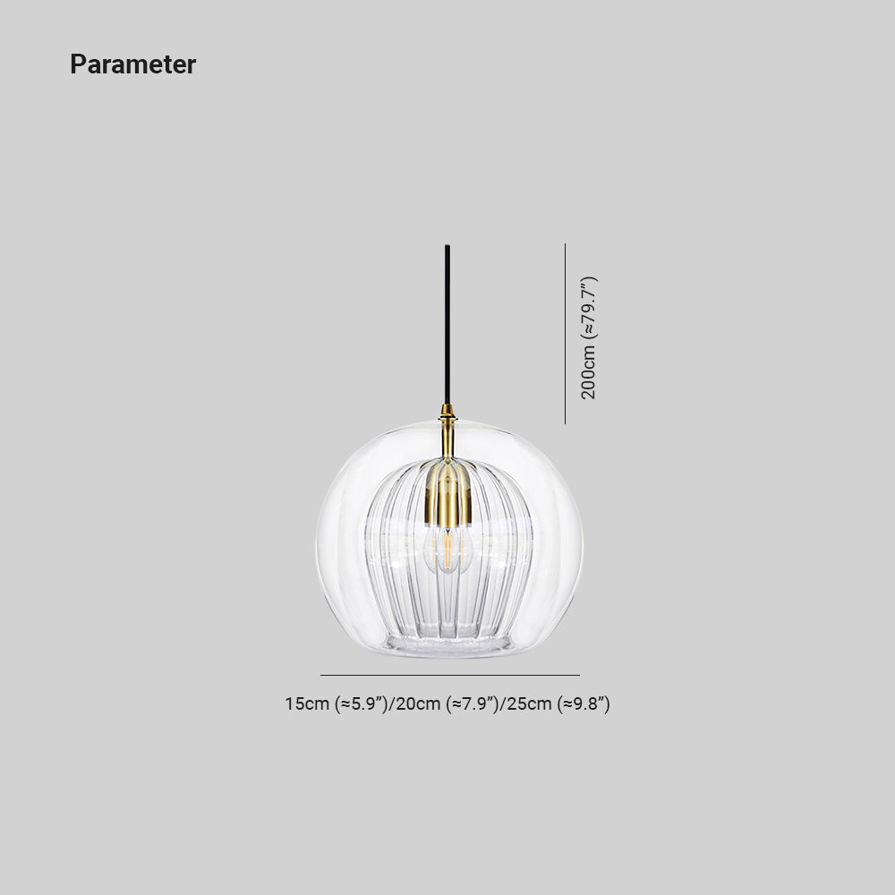 June Suspension Bulle Nordique Verre Transparent/Doré Salon/Chambre - Neutralighting