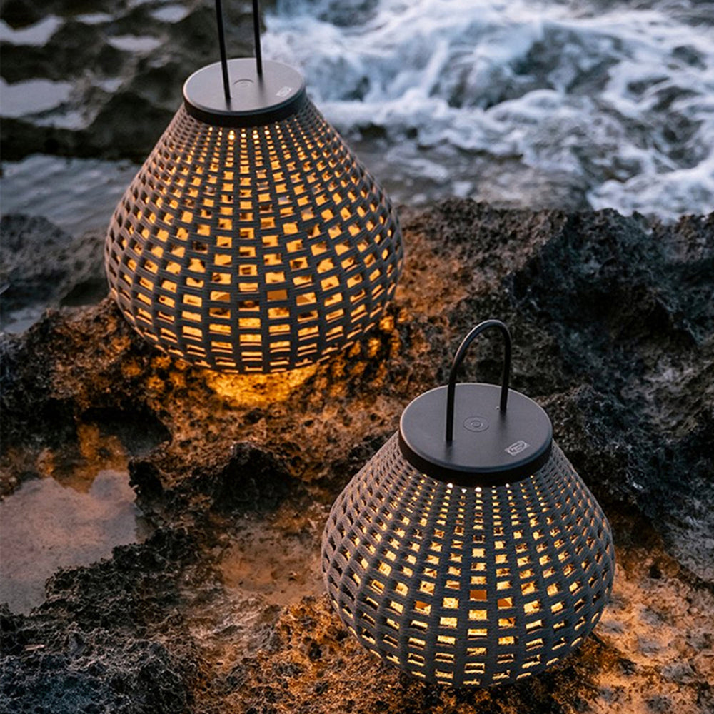 Ritta Vintage Petie LED Lampadaire Brun Métal/Tissu Extérieur - Neutralighting