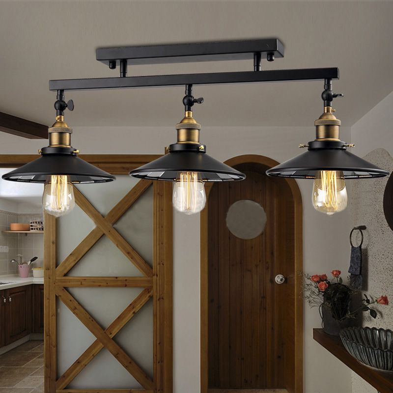 Arisha Industriel LED Plafonnier Dôme Noir Métal Salon Alle à Manger - Neutralighting