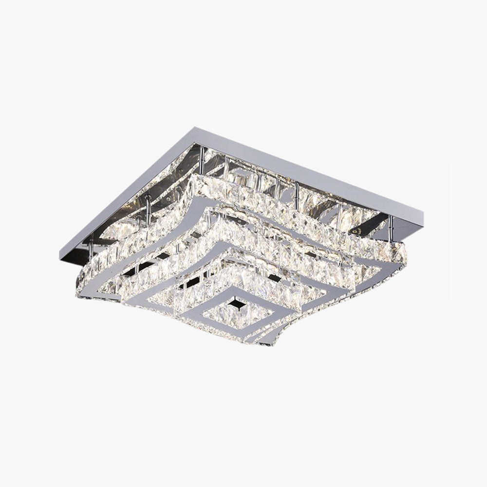 Kirsty Plafonnier Carré Blanc Moderne Métal/Verre Argent Grande Salon - Neutralighting