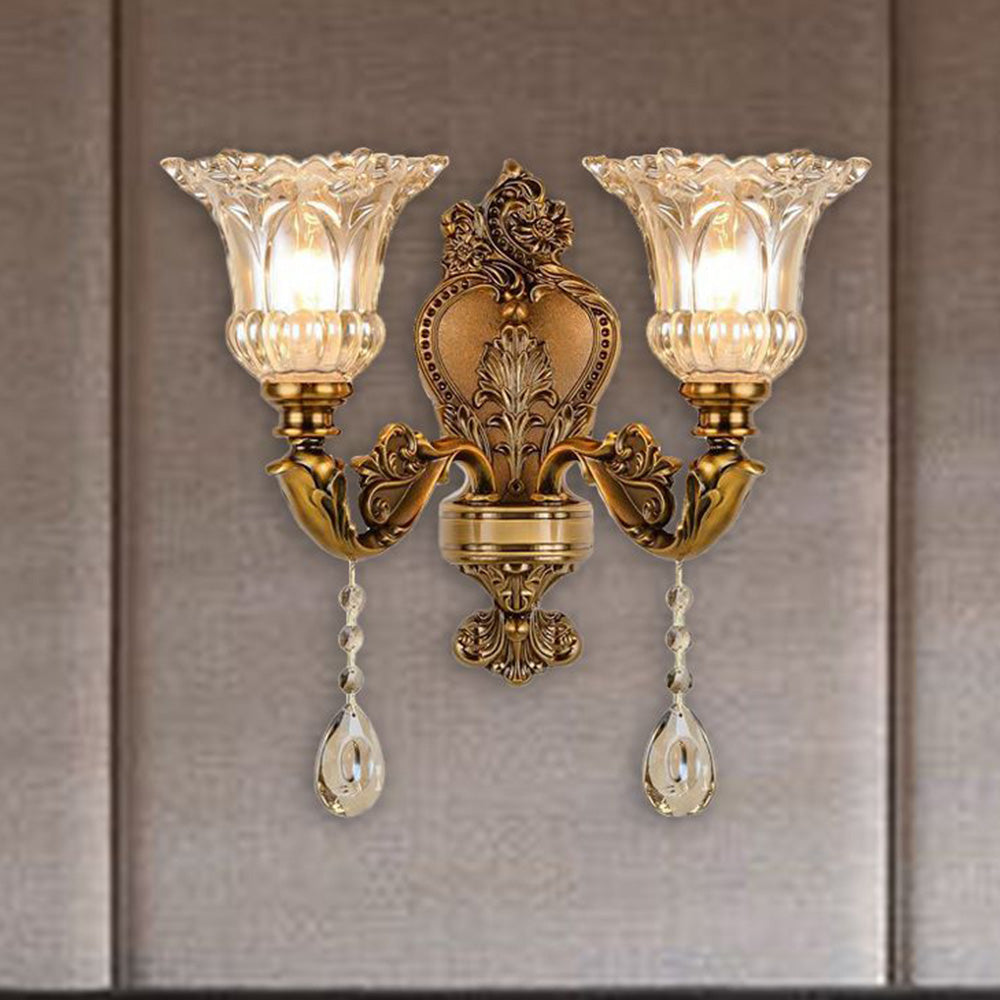 Ray Design Floral Applique Murale Fleur Vintage LED Métal/Verre Bronze Chambre - Neutralighting