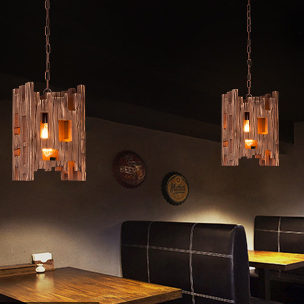 Epoch Suspension Rectangulaire Rustique, Bois/Metal, Bois, Chambre - Neutralighting