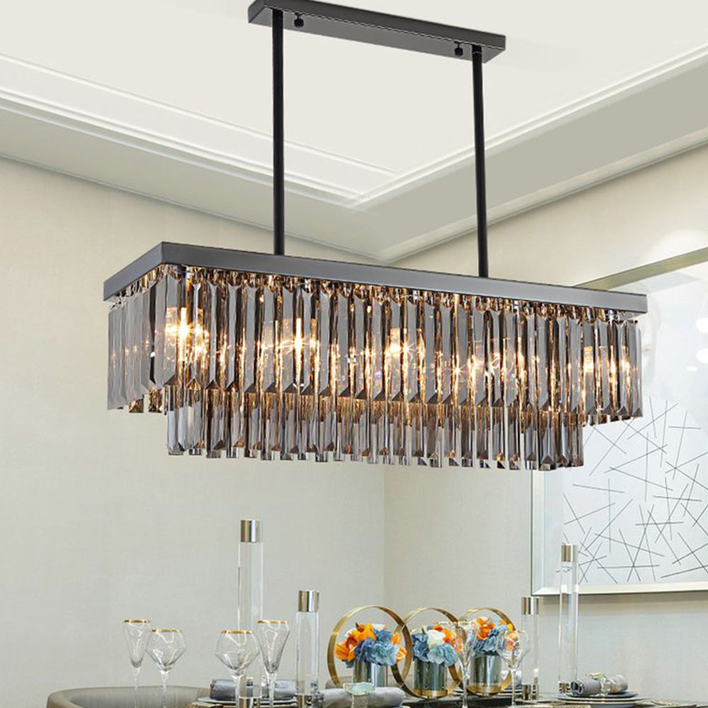 Kristy Luminaires Suspensions Grande Rectangulaire Industrielle Métal/Verre Noir Salle à Manger/Salon - Neutralighting