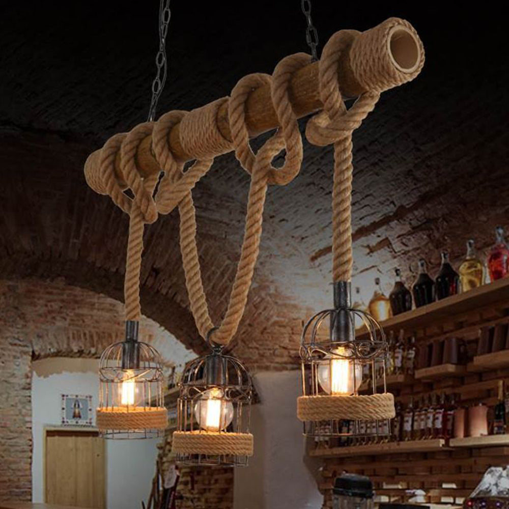 Silva Luminaires Suspensions Lanterne Vintage Métal/Bois Marron Salon/Chambre à Coucher - Neutralighting
