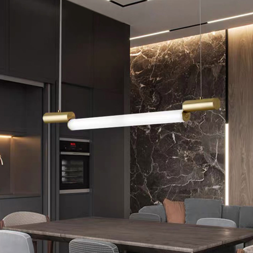 Ray Suspension Linéaire Minimaliste, Aluminium/PVC, Or, Salon - Neutralighting