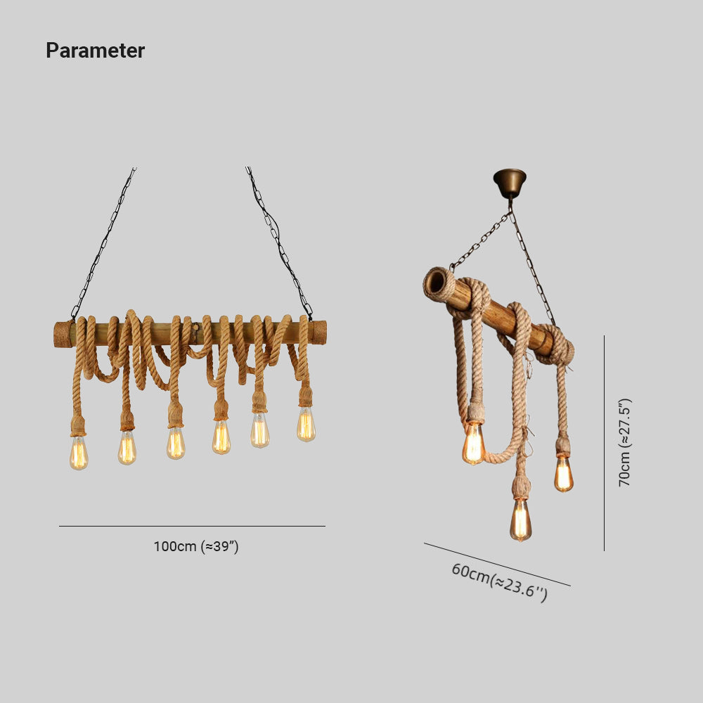 Silva Luminaires Suspensions Vintage LED Bambou/Métal Marron Salon/Chambre à Coucher - Neutralighting