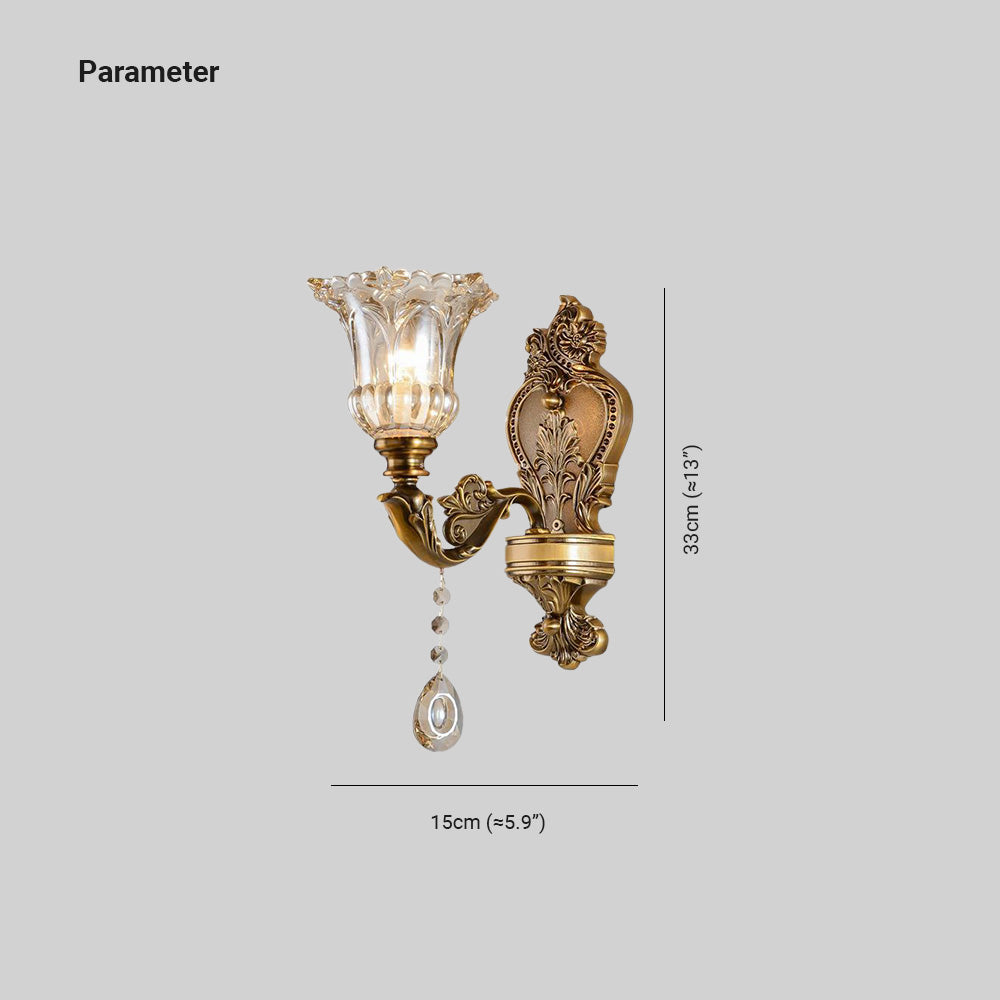 Ray Design Floral Applique Murale Fleur Vintage LED Métal/Verre Bronze Chambre - Neutralighting