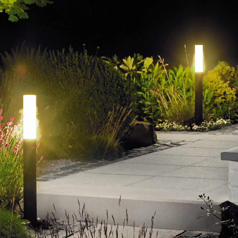 Ray Borne Extérieure Cylindre Contemporaine, Métal, Noir, Jardin - Neutralighting