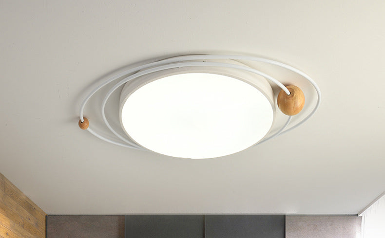Arisha Plafonnier Rond Moderne, Metal/Bois, Blanc/Noir/Gris/Vert/Bleu, Salon - Neutralighting