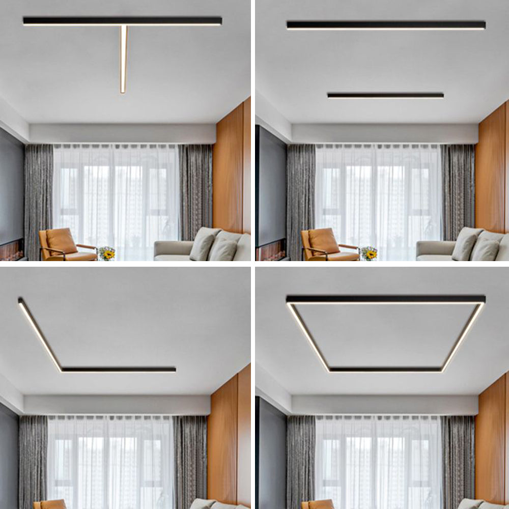 Solin Plafonnier Linéaire Moderne Noir Salon - Neutralighting