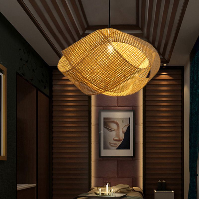 Ritta Retro LED Suspension Bois Métal Rotin Salon Salle à manger - Neutralighting