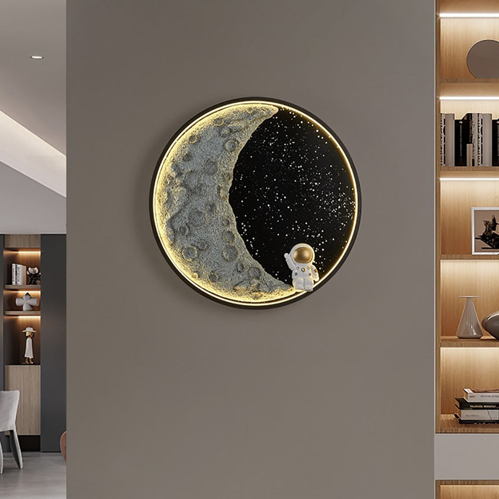 Aria Applique Murale Moderne Astronaute Lune, Métal, Noir, Chambre/Salon - Neutralighting