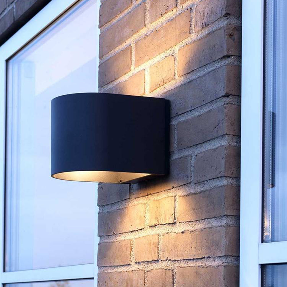 Ray Cylindrique LED Applique Murale Noir Métal Verre Jardin - Neutralighting
