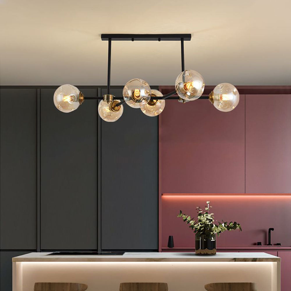 Valentina Moderne LED Suspension Noir Métal Verre Salon Chambre à Coucher - Neutralighting