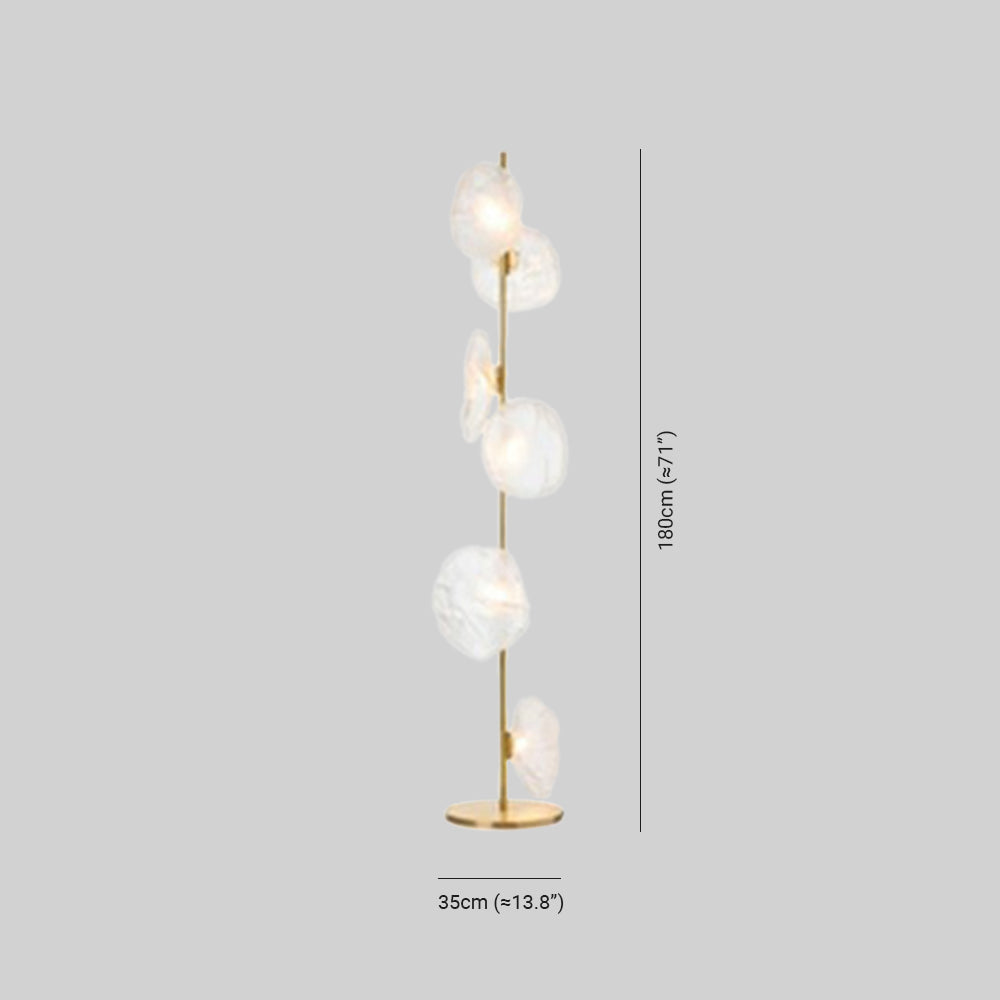 Avi Design Lampadaire Fleur Nordique Métal/Verre Noir/Or/Gris Chambre/Salon