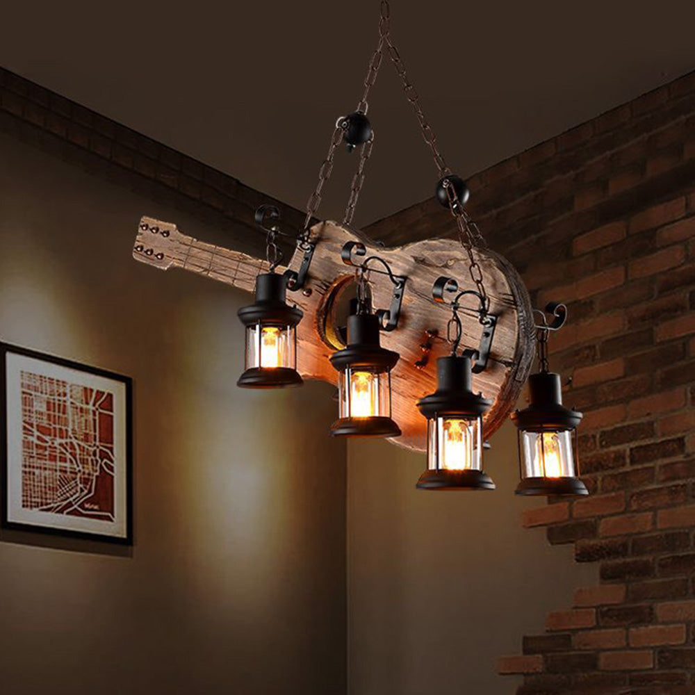 Epoch Suspension Guitare Industrielle, Metal/Bois, Noir/Bois, Chambre - Neutralighting