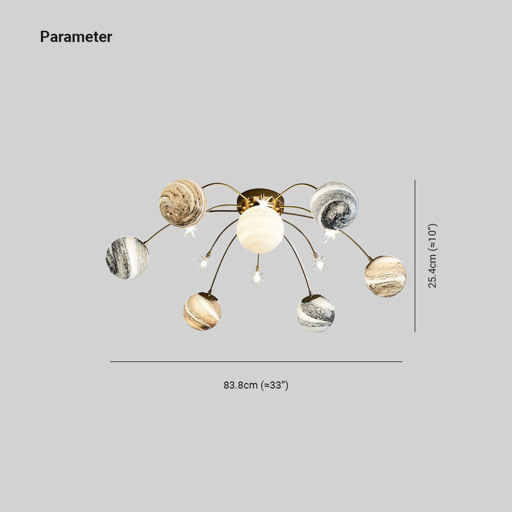 Aria Design Italien LED Plafonnier Planète Moderne Métal/Verre Coloré Salon - Neutralighting