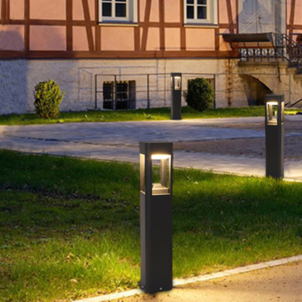 Ray Borne Extérieure Rectangulaire Simple, Métal/Acrylique, Noir, Jardin - Neutralighting