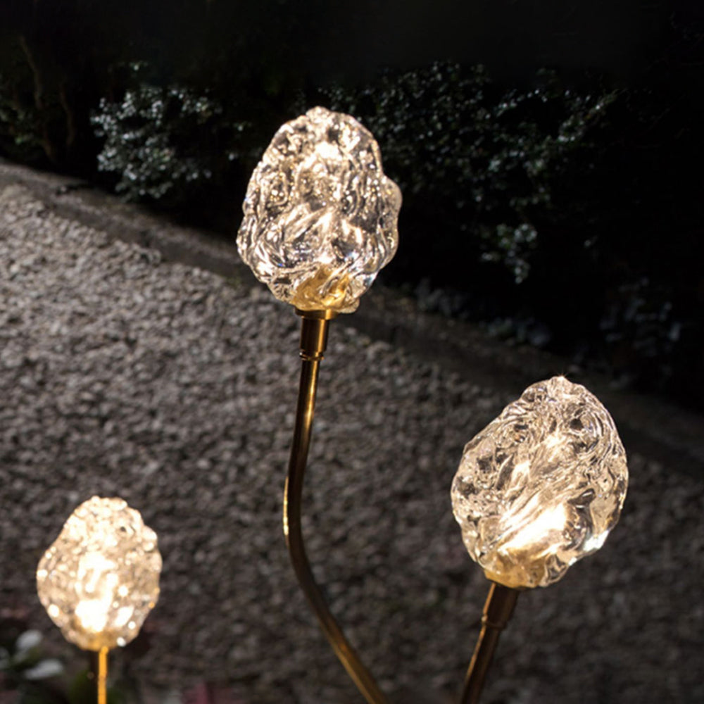 Arisha Lampe Extérieure au Sol Linéaire Simple, Métal/Verre, Or, Jardin - Neutralighting
