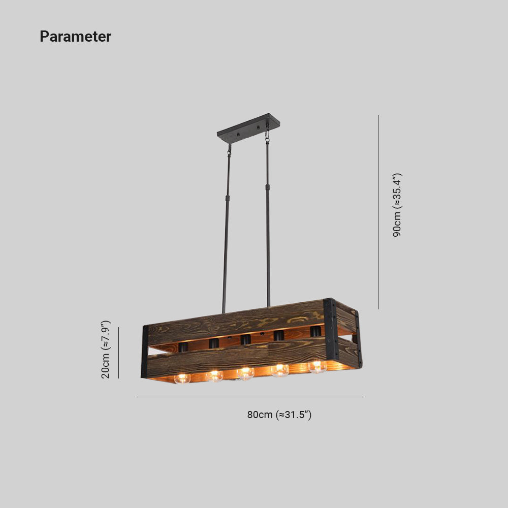 Silva Suspension Rectangulaire Rustique, Bois/Metal, Bois/Marron, Chambre - Neutralighting